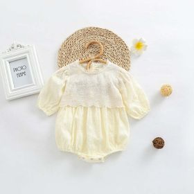 Baby Girl Solid Color Lace Design Long Sleeve Onesie (Size/Age: 100 (2-3Y))