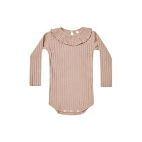 Baby Girl Solid Color Ruffle Neck Long Sleeve Knit Onesies (Size/Age: 66 (3-6M))