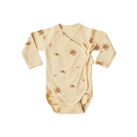 Baby Boy And Girl Flower Pattern Side Belted Design Soft Cotton Onesies (Size/Age: 73 (6-9M))