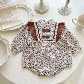 Baby Girl Floral Pattern Chinese Style Snap Buckle Design Bodysuit (Size/Age: 90 (12-24M))