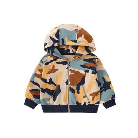 Baby Boy Camouflage Pattern Zipper Design Coat With Hat (Size/Age: 120 (5-7Y))