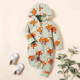 Baby Boy Allover Fox Pattern Button Front Lovely Romper With Hat Rompers (Size/Age: 66 (3-6M))