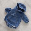 Baby Boy And Girl Denim Loose Hooded Long Sleeve Bodysuits