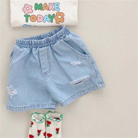 Baby Boy And Girl Ripped Elastic Denim Shorts In Summer Outfits (Size/Age: 100 (2-3Y))