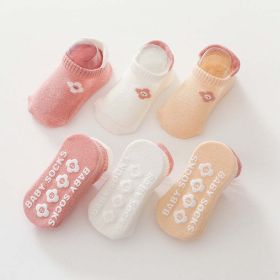 Kid Embroidered Pattern Color Matching Design Non-Slip Socks 1 Lot =3 Pairs (Size/Age: S (0-1Y))