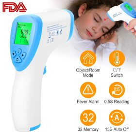 Digital Infrared Thermometer Non-contact Forehead Body Thermometer Surface Room Instant Accurate Reading (Color: Blue)