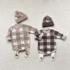 Baby Plaid Graphic Long Sleeve Crewneck Knit Thickened Onesies