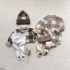 Baby Plaid Graphic Long Sleeve Crewneck Knit Thickened Onesies