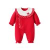 Baby Girl Polka Dot Pattern Mesh Patchwork Design New Year's Romper