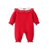 Baby Girl Polka Dot Pattern Mesh Patchwork Design New Year's Romper