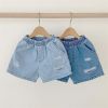 Baby Boy And Girl Ripped Elastic Denim Shorts In Summer Outfits