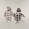 Baby Plaid Graphic Long Sleeve Crewneck Knit Thickened Onesies