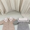 Baby 1pcs Plaid Pattern Lapel Design Quilted Warm Rompers