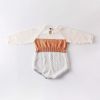 Baby Girl Plaid Graphic Knitted Contrast Long Sleeve Onesies