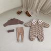 Baby 1pcs Plaid Pattern Lapel Design Quilted Warm Rompers