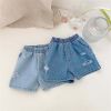 Baby Boy And Girl Ripped Elastic Denim Shorts In Summer Outfits