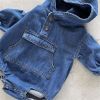 Baby Boy And Girl Denim Loose Hooded Long Sleeve Bodysuits