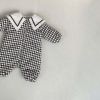 Baby 1pcs Plaid Pattern Lapel Design Quilted Warm Rompers