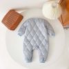 Baby Solid Color Quilted Long Sleeve Thickened Cotton Jumpsuit