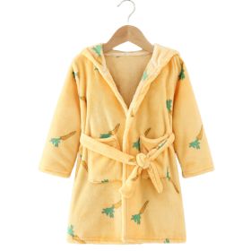 Clothing Children's Bathrobe Robe Thick Flannel (Option: Yellow carrot-120)