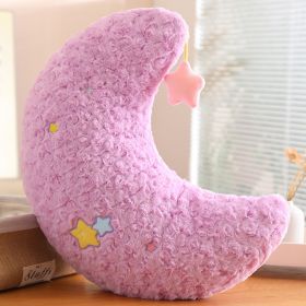 Star Pattern Pillow For Girls Sleeping Moon Plush Toy (Option: Moon Pillow Purple-45cm)