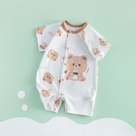 Thin Short Sleeve Newborn Breathable Clothes (Option: KAKA Bear Hand Version-73CM)