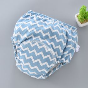 Baby Training Pants Washable 6-layer Gauze Diaper Cover (Option: Blue Background Striped Wave-S Code-5PCS)