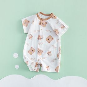 Thin Short Sleeve Newborn Breathable Clothes (Option: KAKA Bear Full Print-80cm)